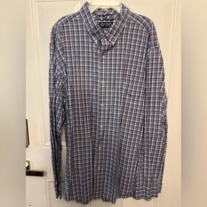 Chaps Men's Blue Plaid Dress Shirt XXL